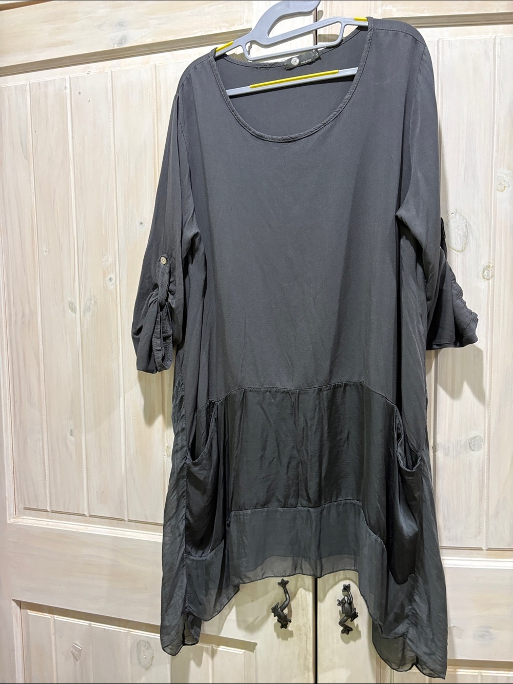Silk Blend  Long Sleeve Asymmetric Tunic/Dress